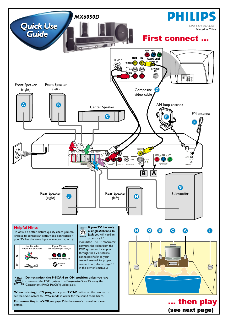 First connect ... ... then play, Mx6050d, See next page) | Philips MX6050D/17B User Manual | Page 7 / 42