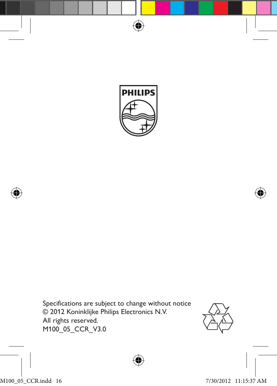 Philips M100 User Manual | Page 16 / 16