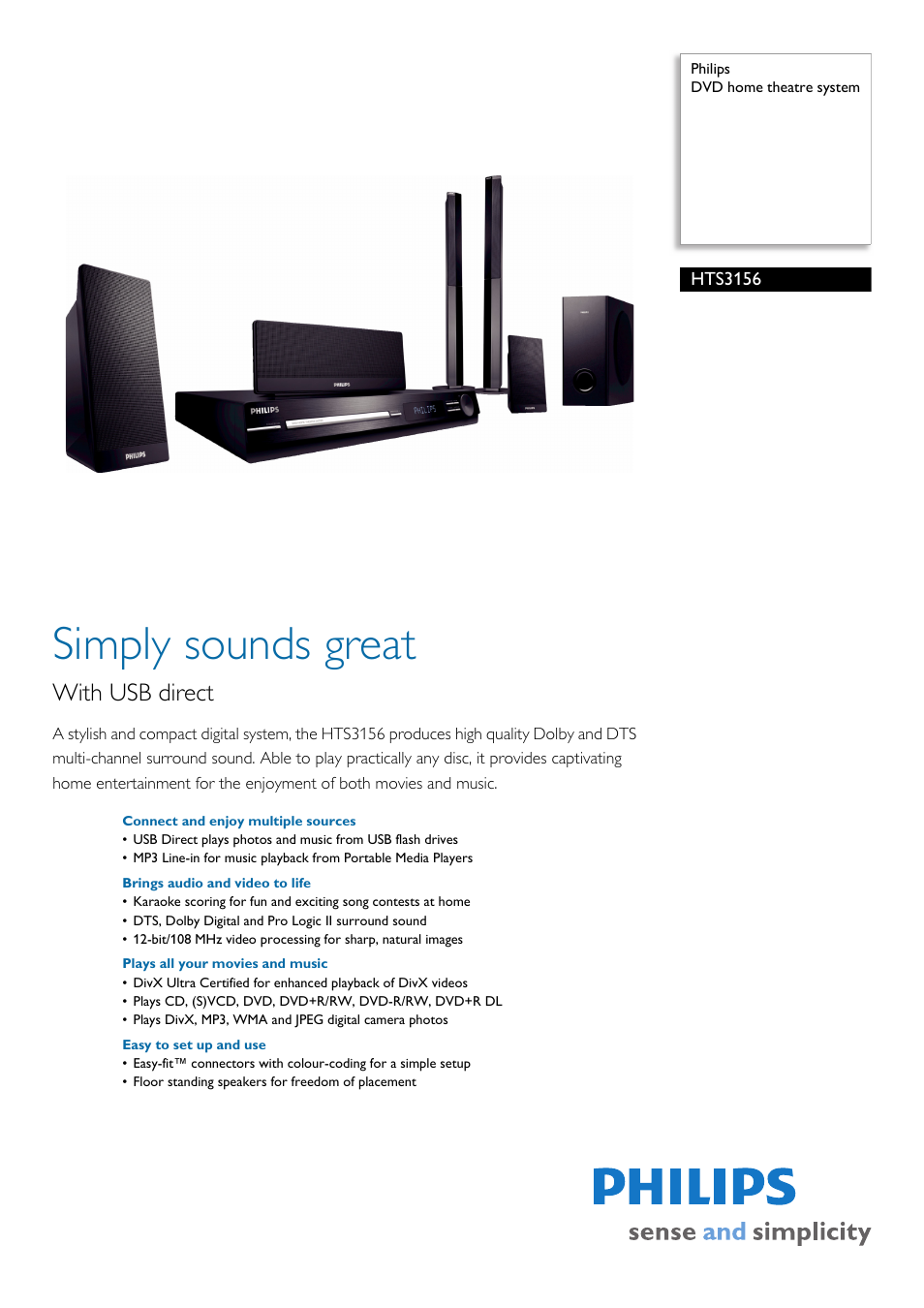 Philips HTS3156/98 User Manual | 3 pages