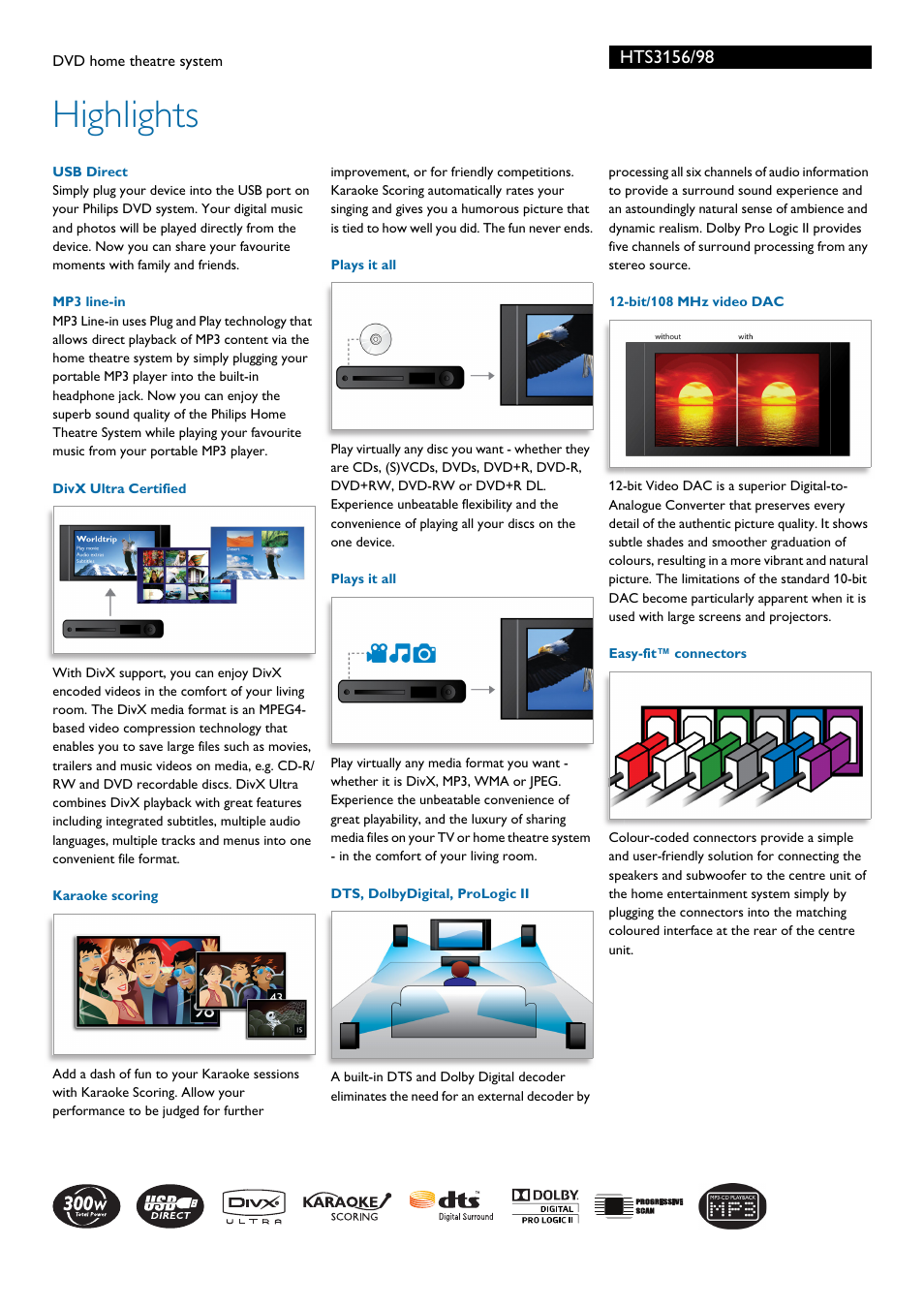Highlights | Philips HTS3156/98 User Manual | Page 2 / 3