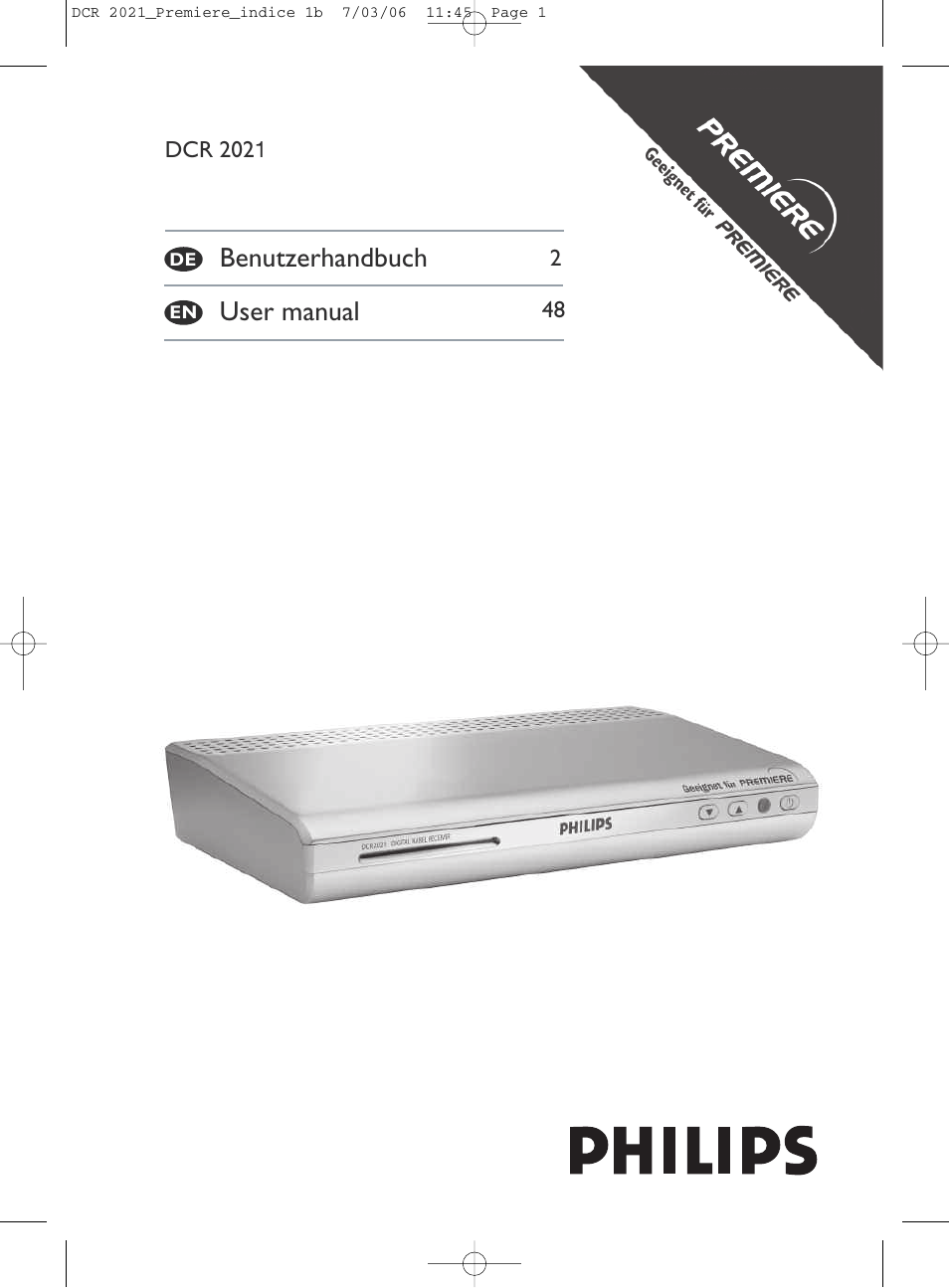 Philips PREMIERE DCR 2021 User Manual | 44 pages