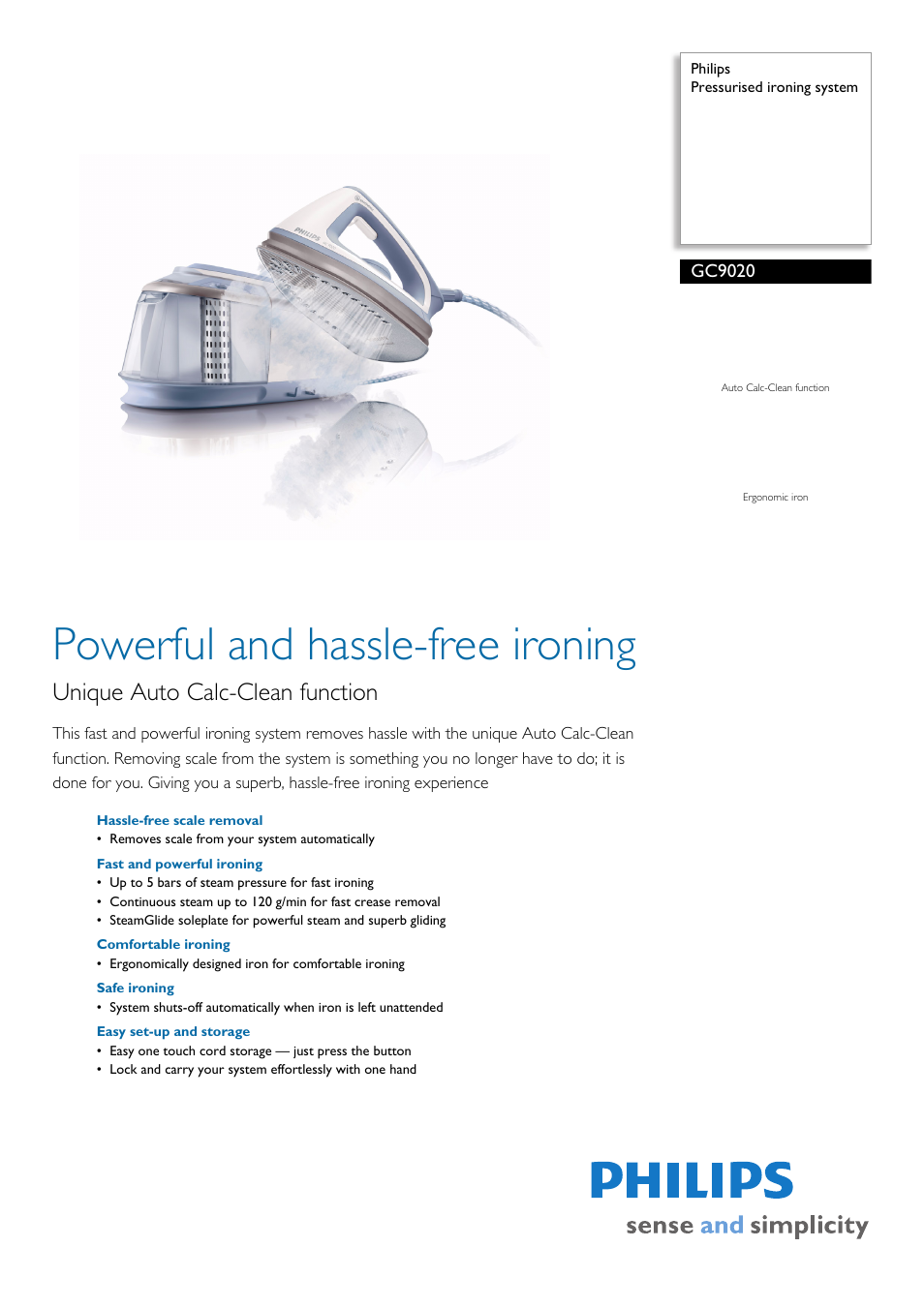 Philips GC9020 User Manual | 2 pages