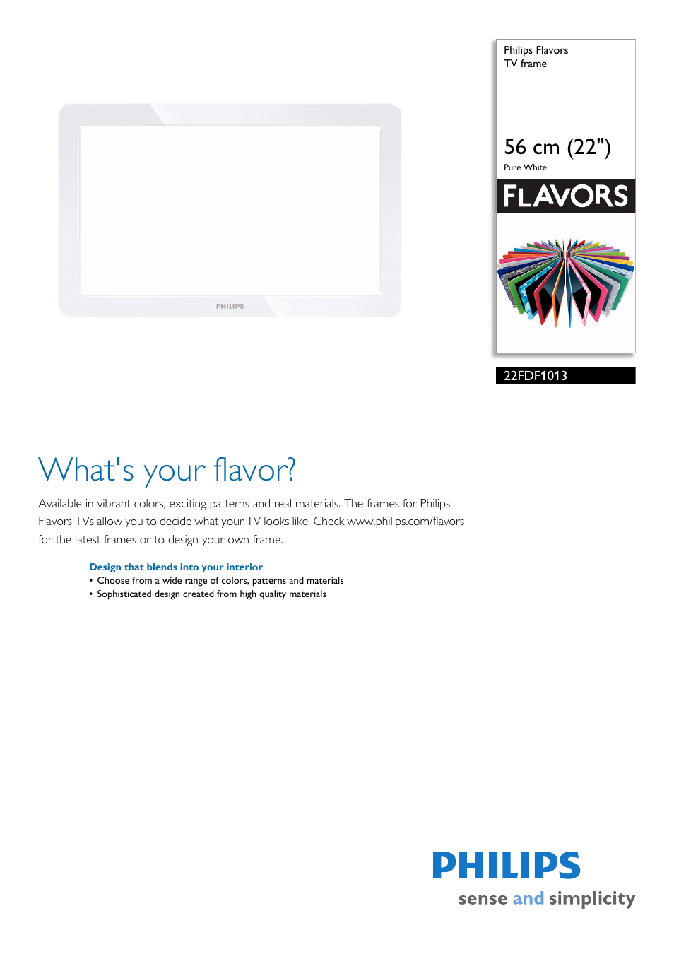 Philips Flavors 22FDF1013/00 User Manual | 2 pages