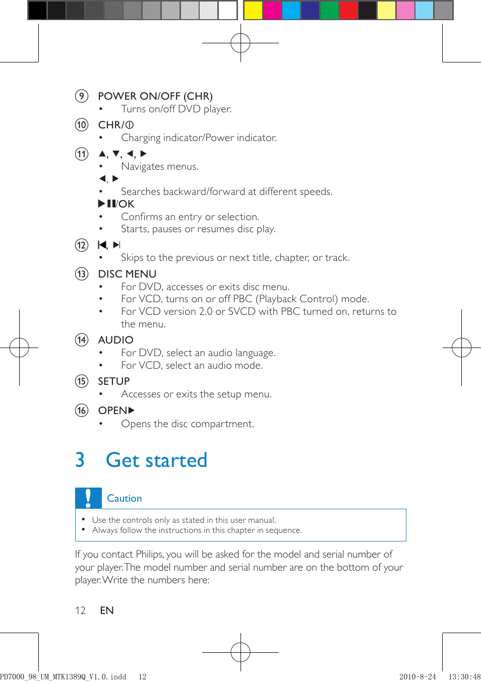 3 get started | Philips PD7000B/98 User Manual | Page 12 / 18