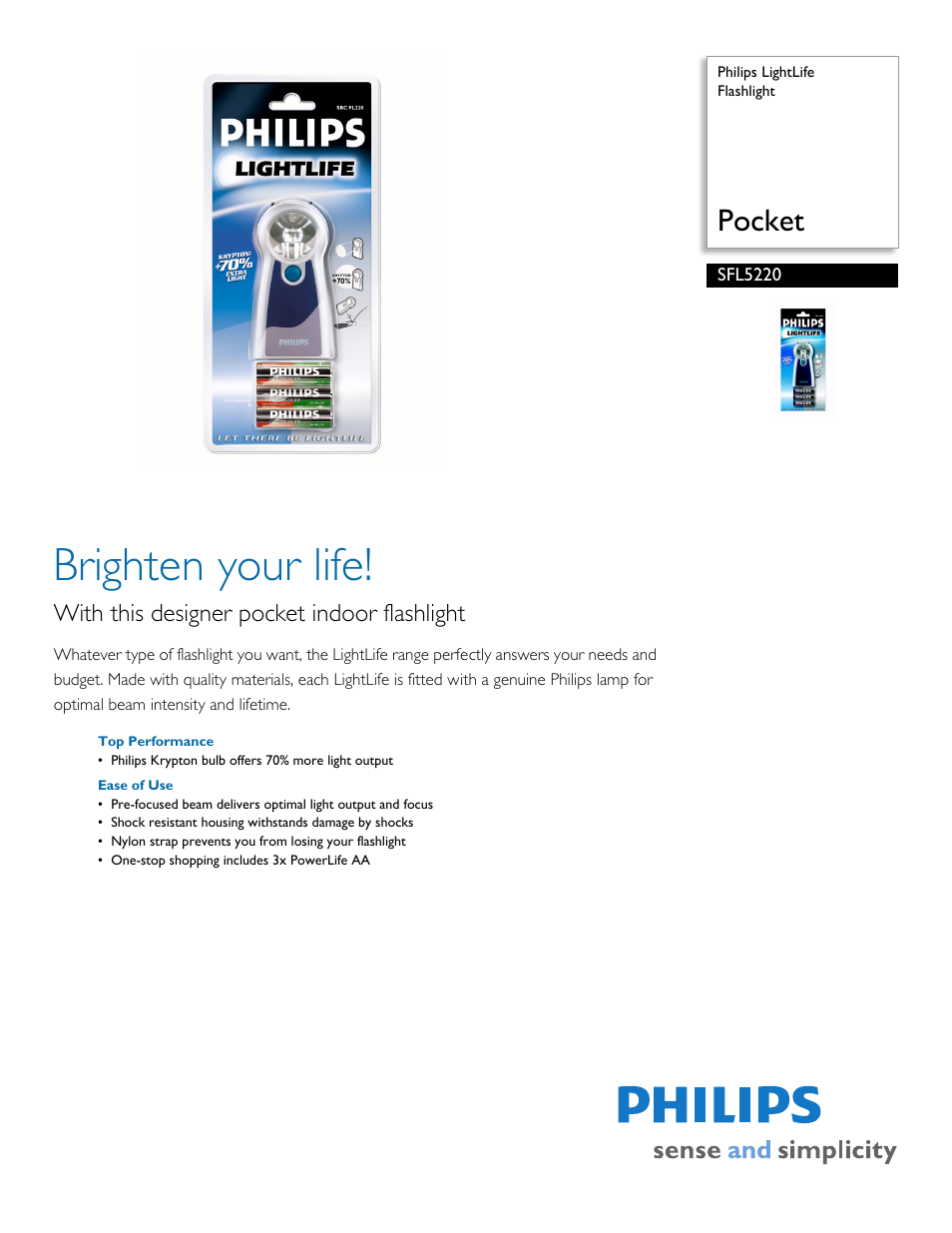 Philips LightLife SFL5220 User Manual | 2 pages
