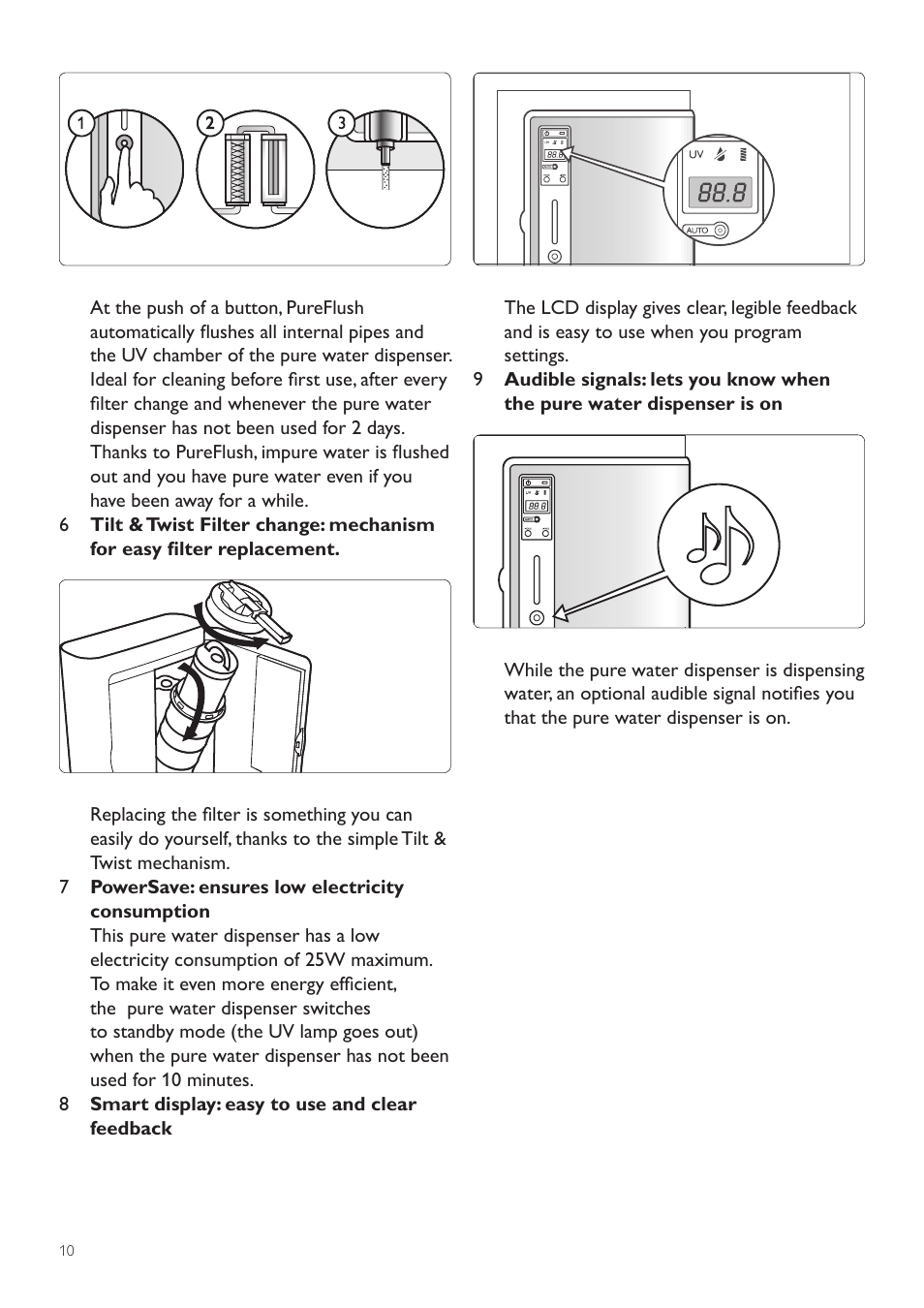 4 charging the battery (type wp3892), 1 other functions, 1 pureflush | Philips WP3892 User Manual | Page 10 / 64