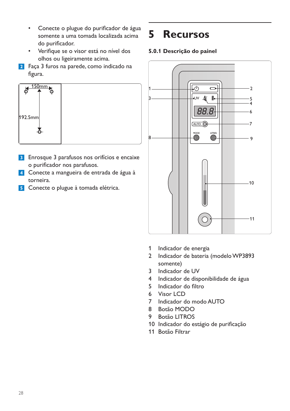 5 recursos | Philips WP3892 User Manual | Page 28 / 64