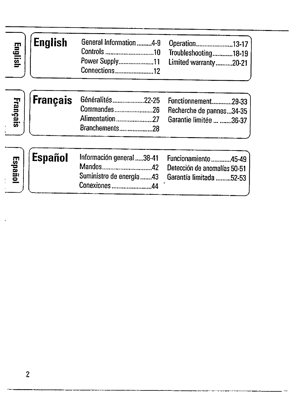 English, Fspnñni | Philips Magnavox AZ 7266 User Manual | Page 2 / 32