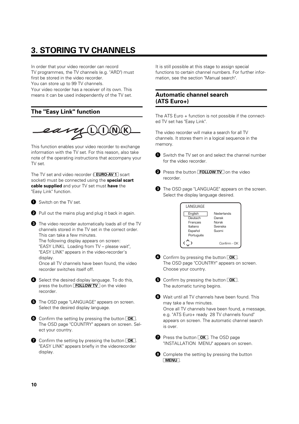 Storing tv channels | Philips VR 969/02 User Manual | Page 10 / 48