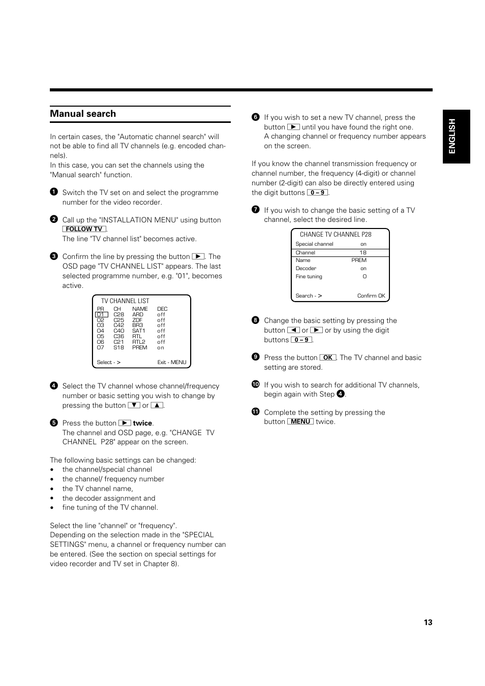 Manual search | Philips VR 969/02 User Manual | Page 13 / 48