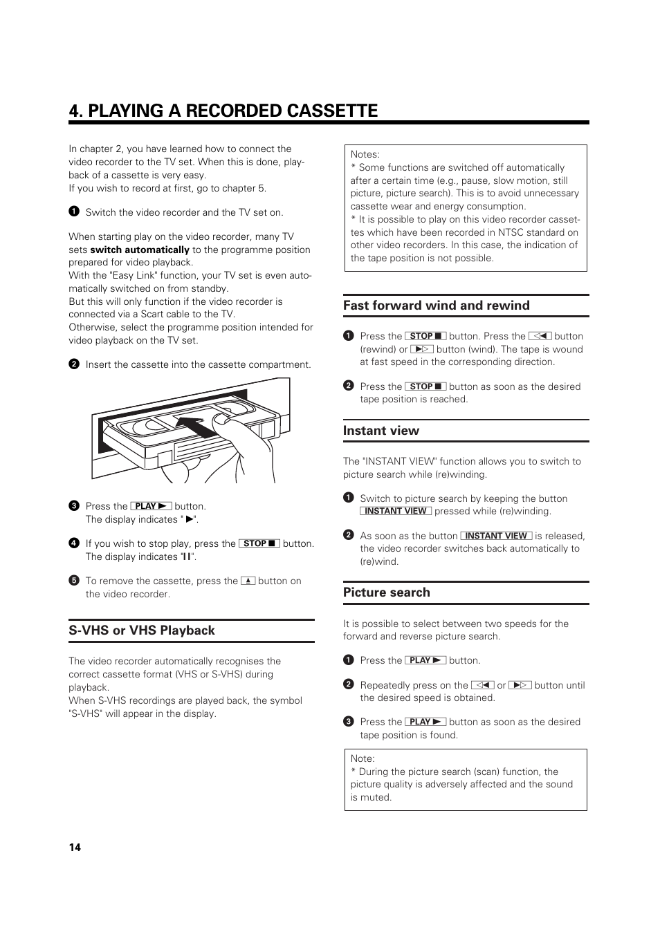 Playing a recorded cassette | Philips VR 969/02 User Manual | Page 14 / 48