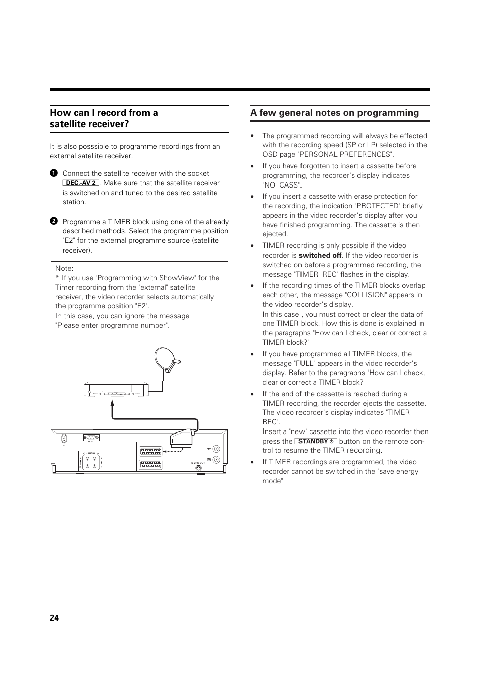 How can i record from a satellite receiver | Philips VR 969/02 User Manual | Page 24 / 48