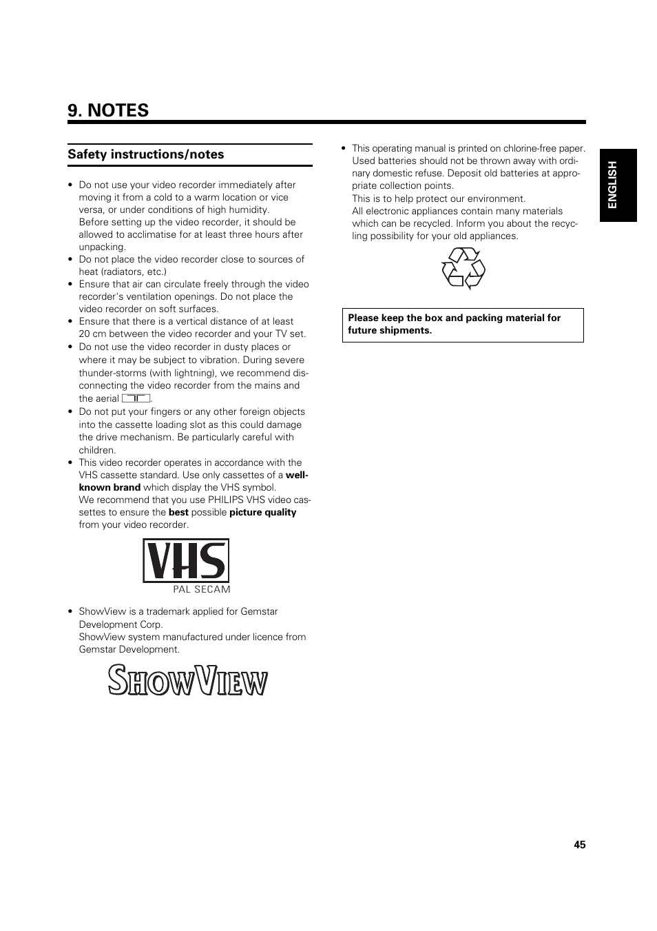 Philips VR 969/02 User Manual | Page 45 / 48