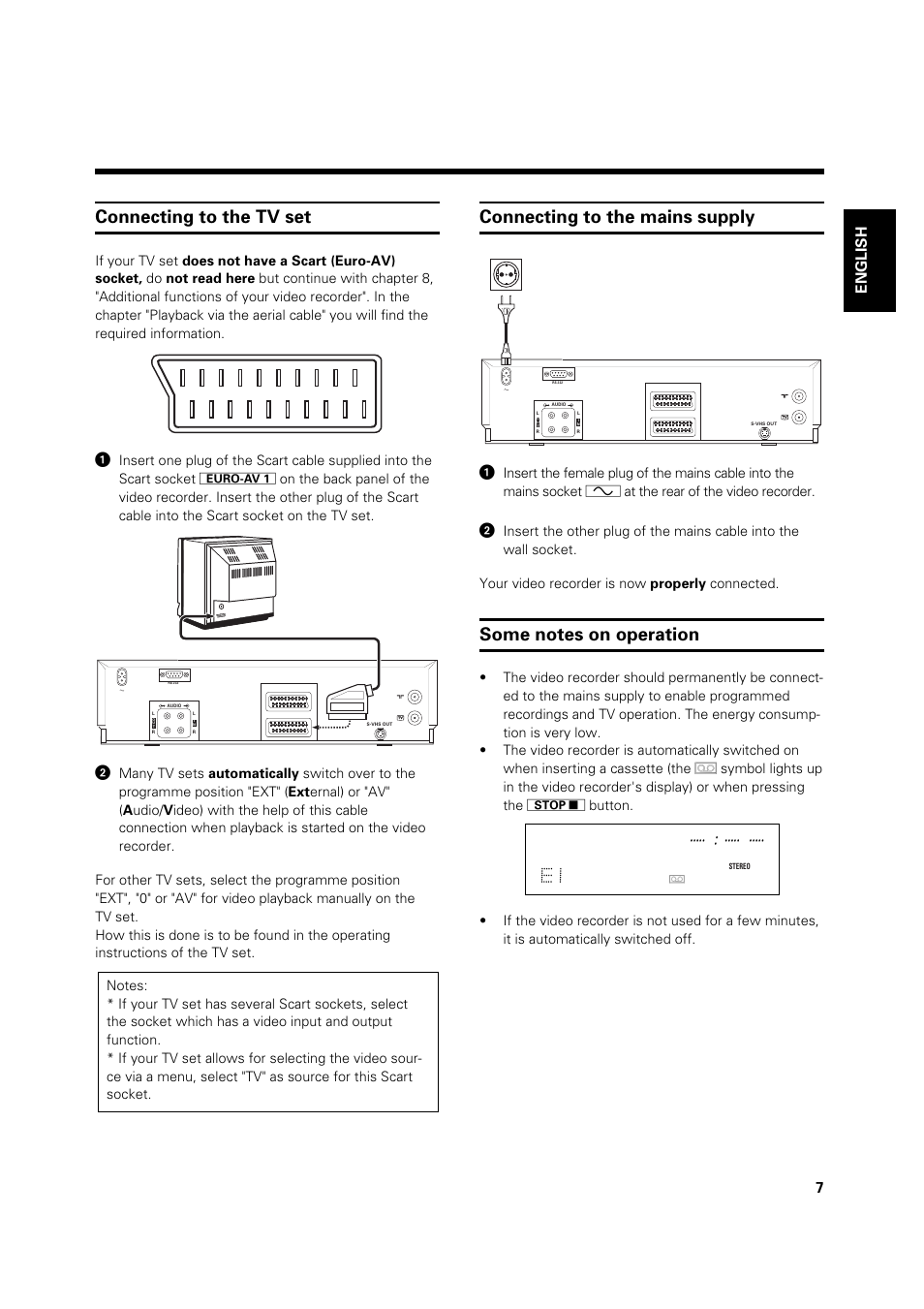 Ei 8, Connecting to the mains supply, Connecting to the tv set | Philips VR 969/02 User Manual | Page 7 / 48