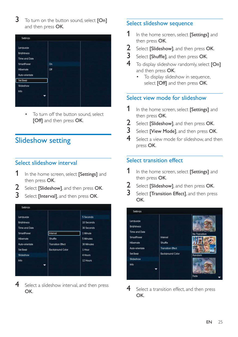 Slideshow setting | Philips SPF4608 User Manual | Page 27 / 34
