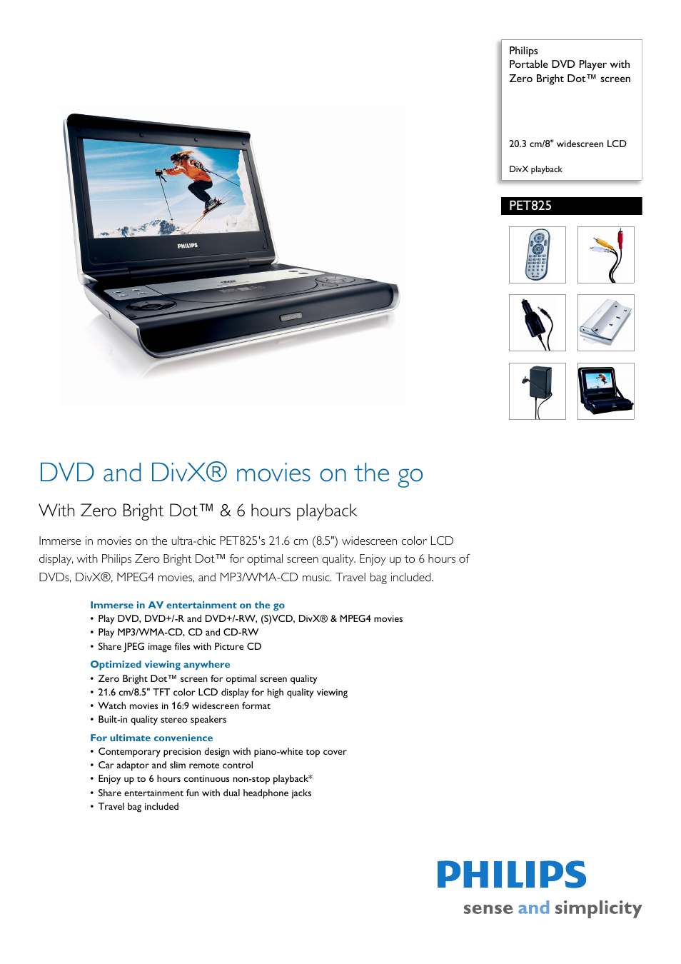 Philips PET821 PET825 User Manual | 3 pages