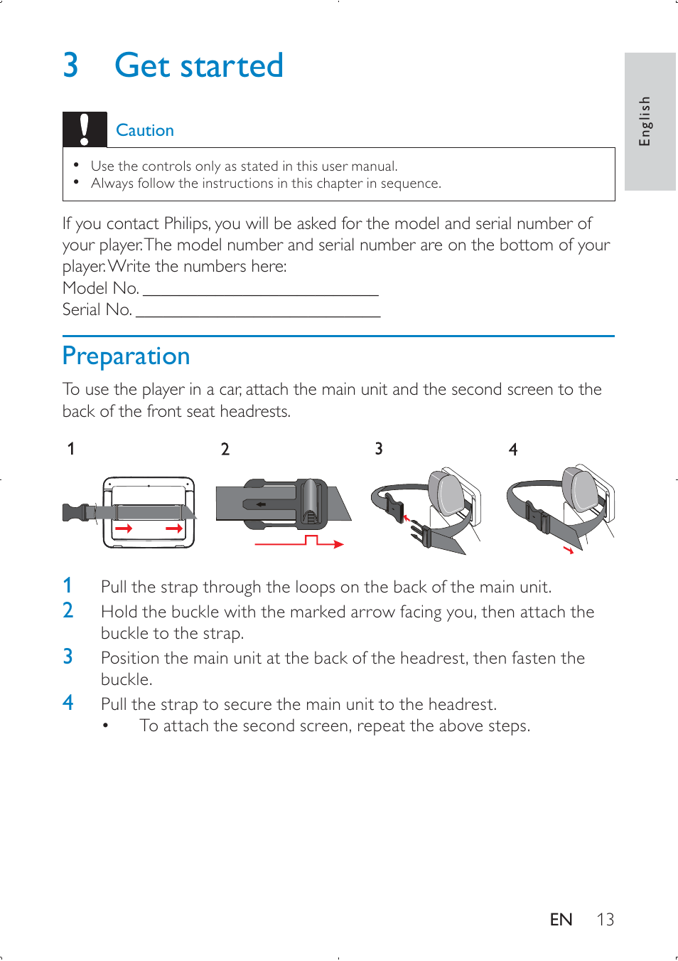 3 get started, Preparation | Philips PD709/05 User Manual | Page 13 / 21