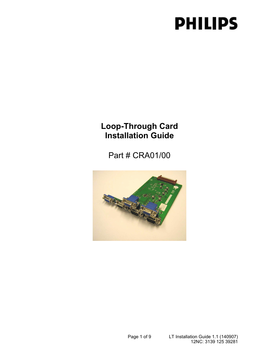 Philips CRA01/00 User Manual | 9 pages