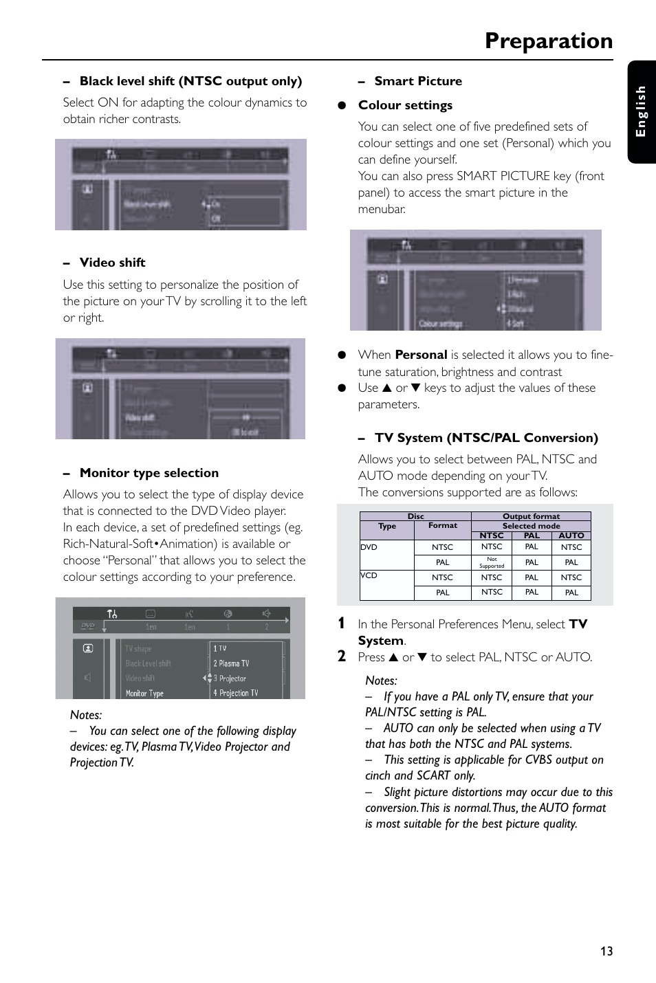 Preparation | Philips DVD723 User Manual | Page 13 / 26
