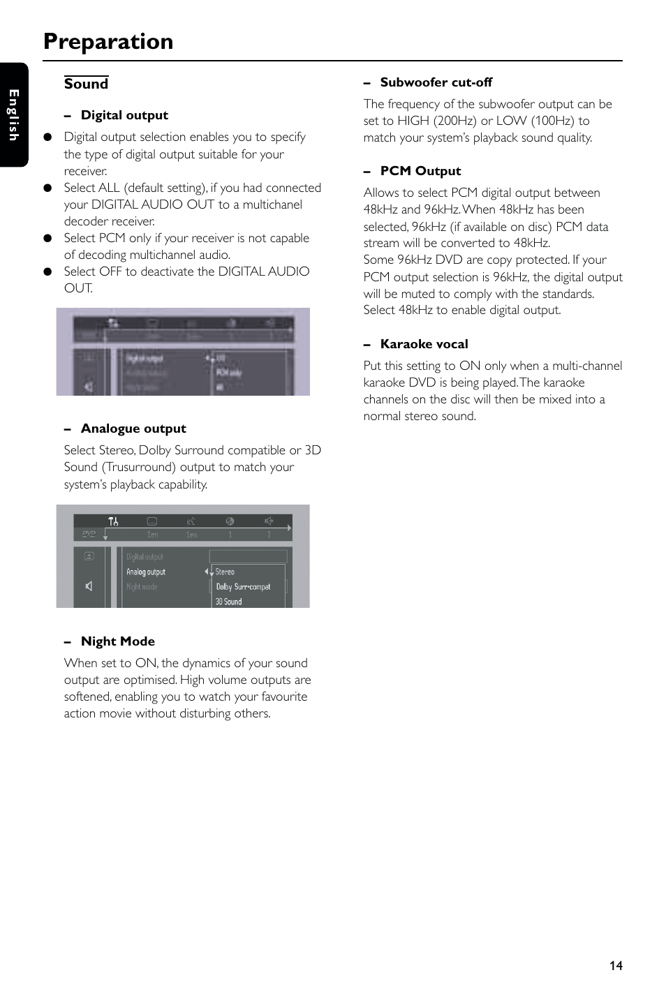 Preparation | Philips DVD723 User Manual | Page 14 / 26