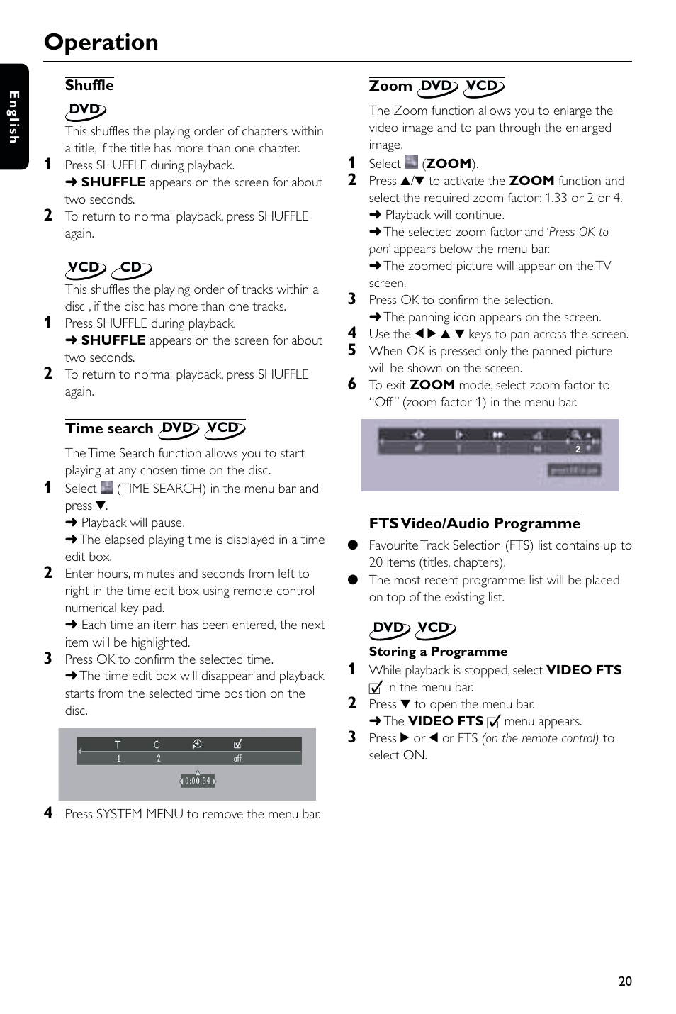 Operation | Philips DVD723 User Manual | Page 20 / 26