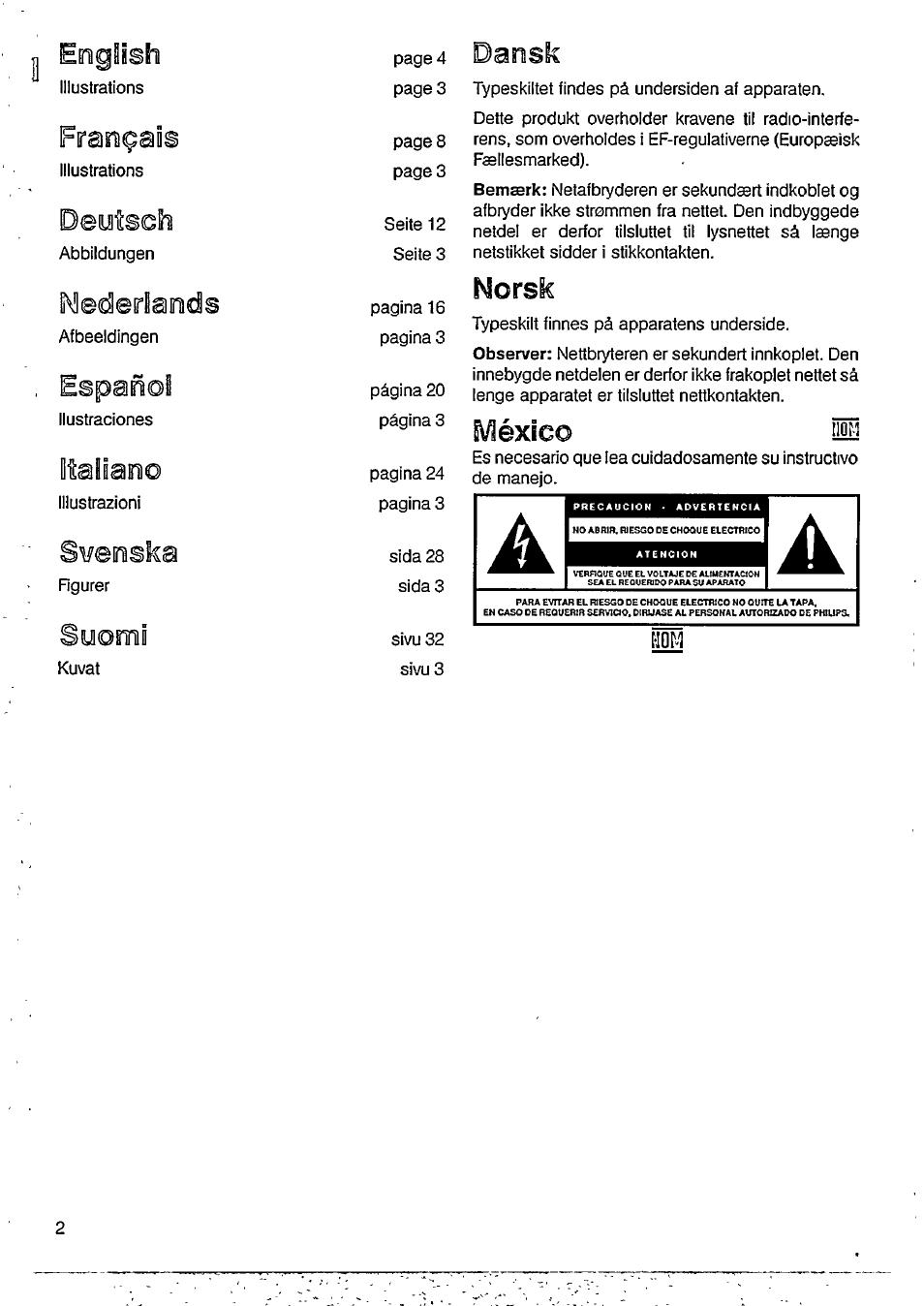 México 11, Norsk | Philips AJ3602/05 User Manual | Page 2 / 10