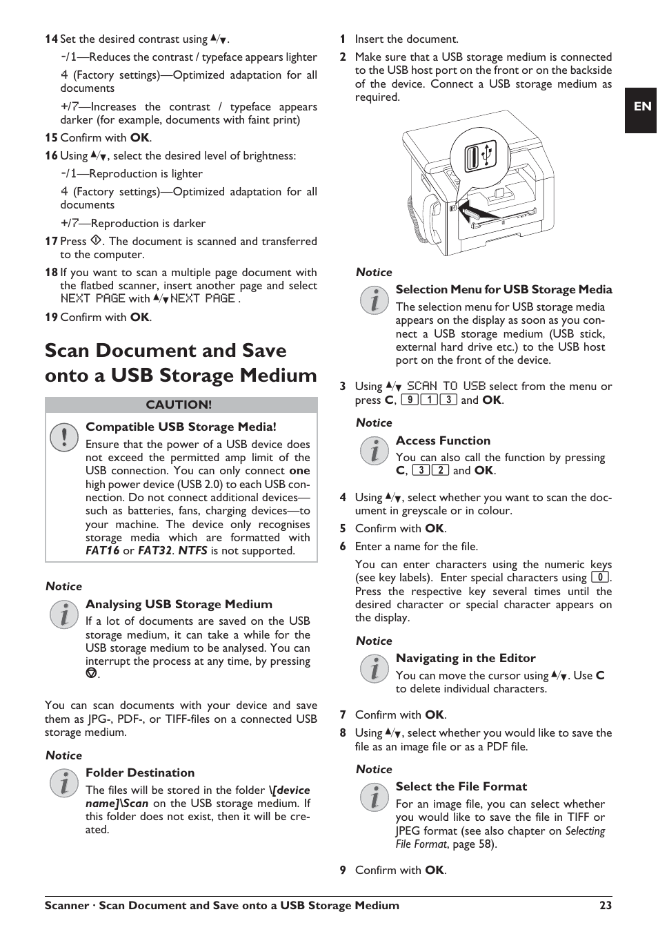 Scan document and save onto a usb storage medium | Philips SFF 6135D User Manual | Page 23 / 88