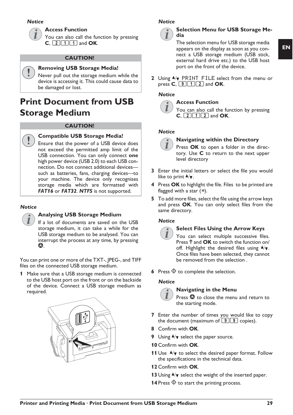 Print document from usb storage medium | Philips SFF 6135D User Manual | Page 29 / 88