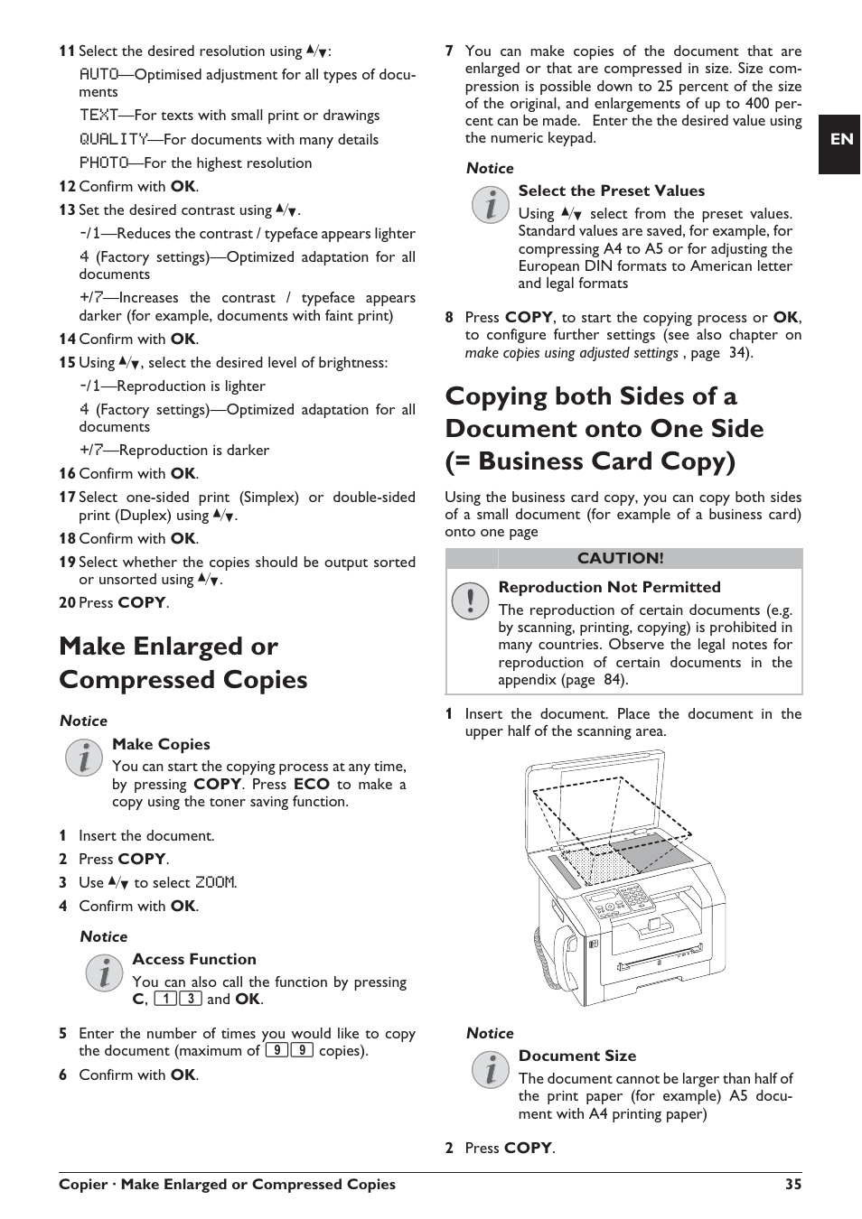 Make enlarged or compressed copies | Philips SFF 6135D User Manual | Page 35 / 88