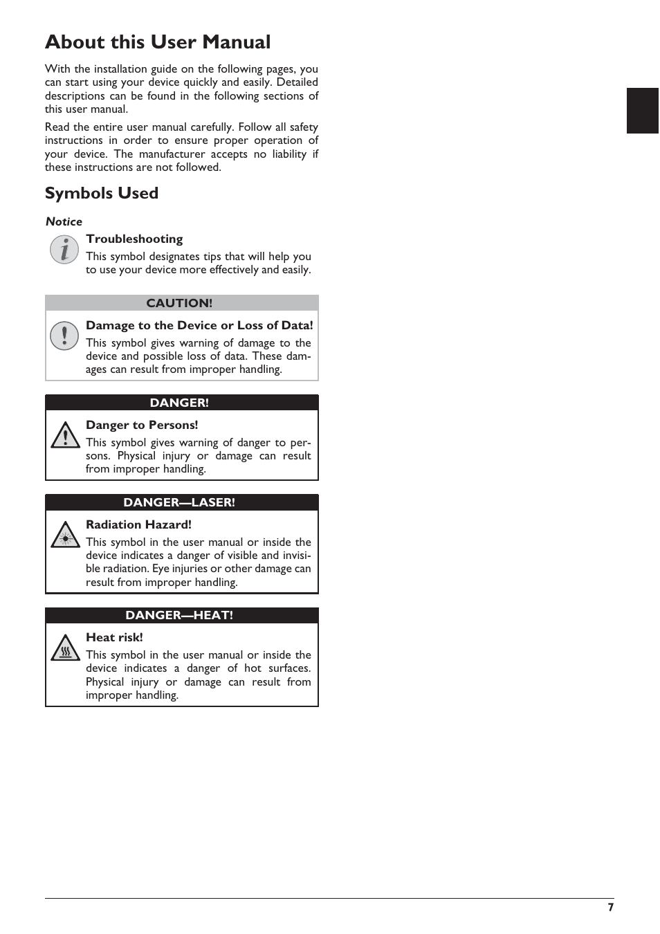 About this user manual, Symbols used | Philips SFF 6135D User Manual | Page 7 / 88