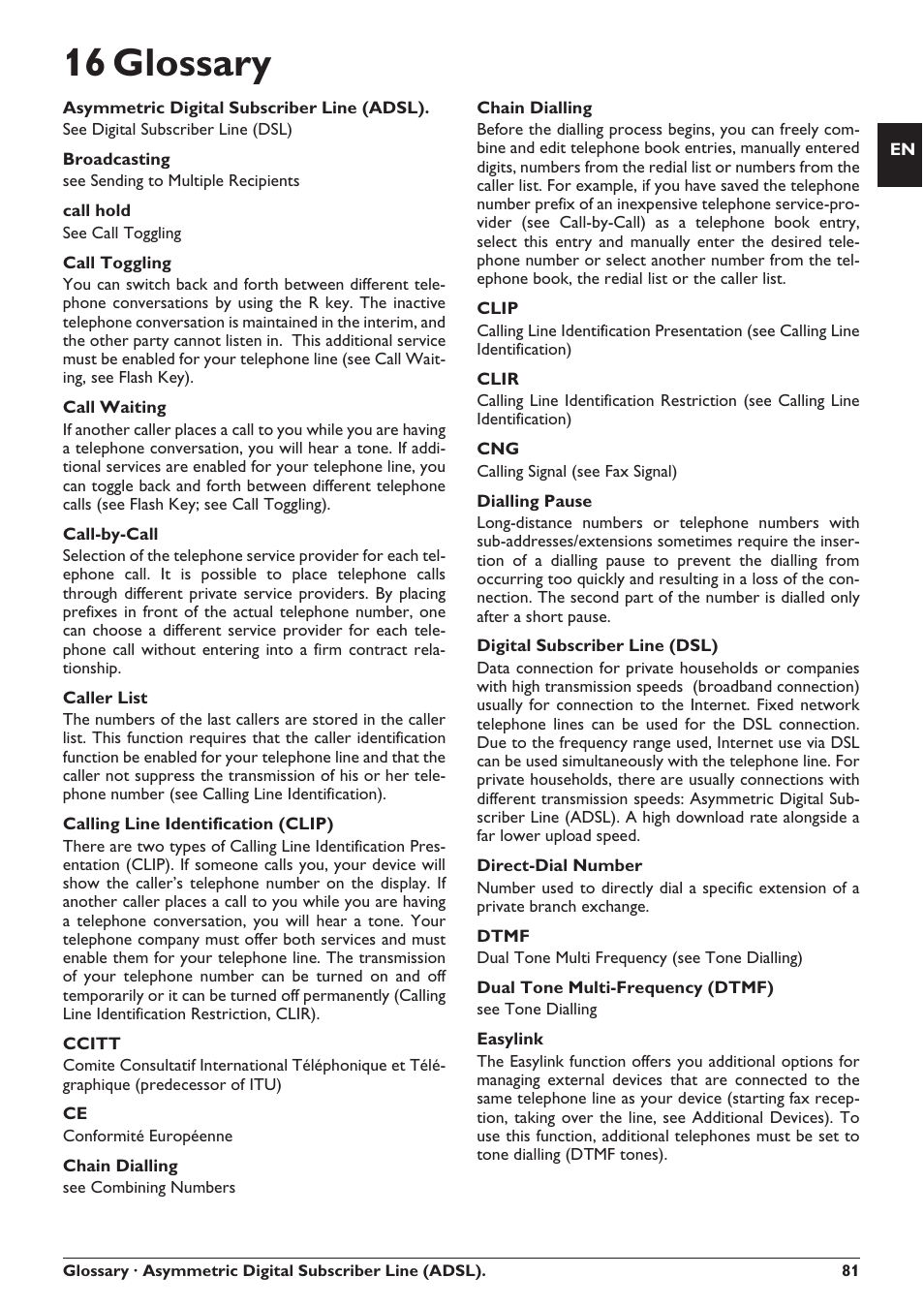 16 glossary | Philips SFF 6135D User Manual | Page 81 / 88