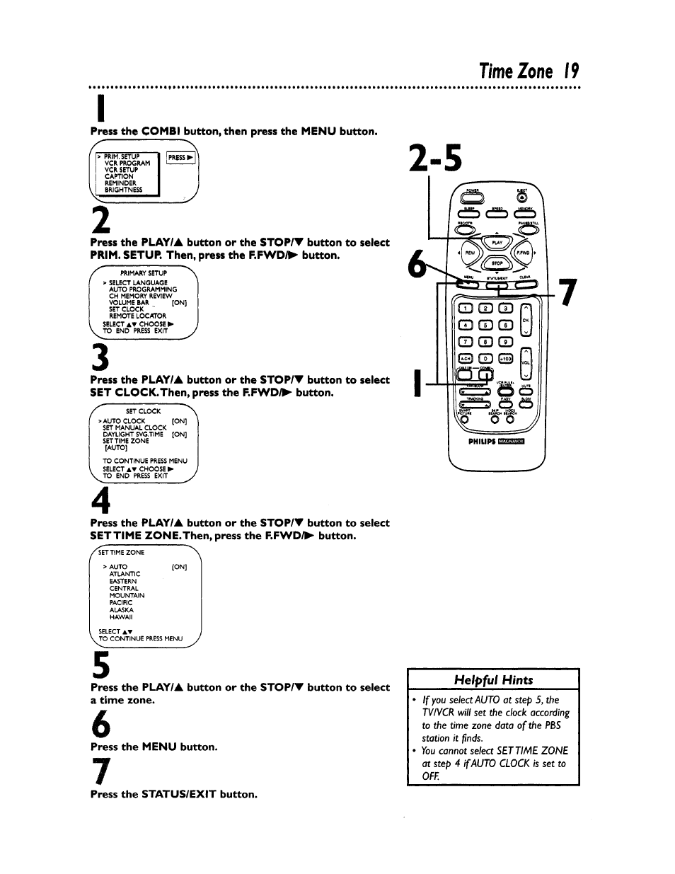 Time zone 19 | Philips CCZ194AT User Manual | Page 19 / 60