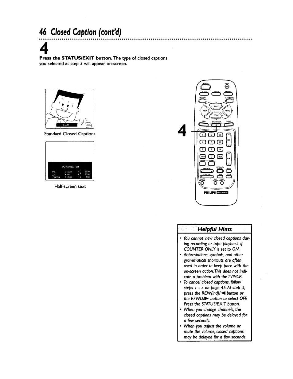 Closed caption (confd) | Philips CCZ194AT User Manual | Page 46 / 60