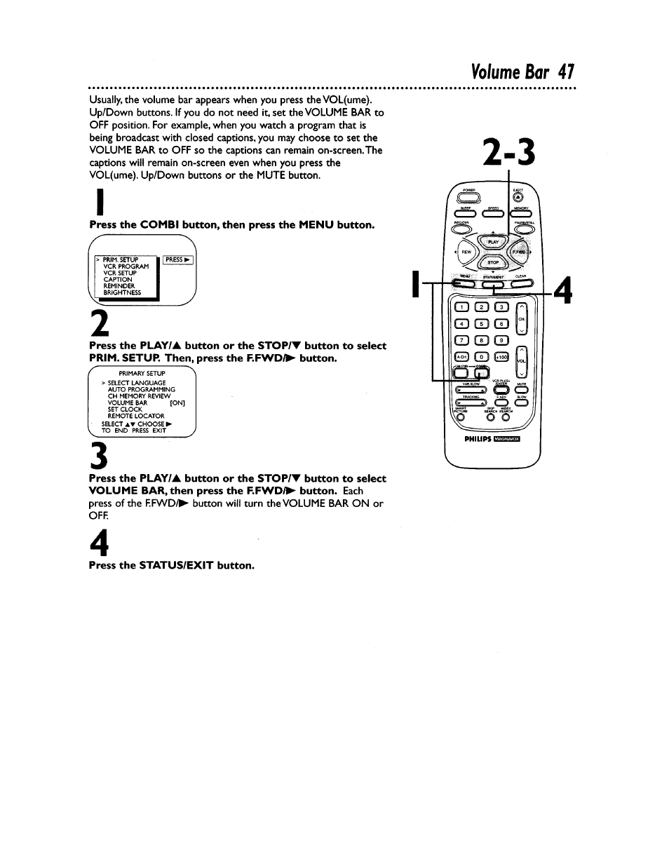 Volume bar 47 | Philips CCZ194AT User Manual | Page 47 / 60