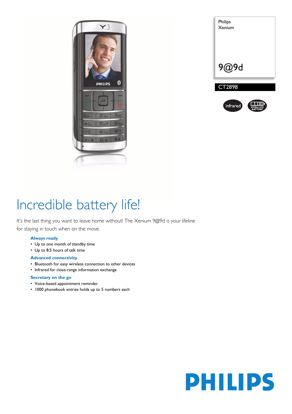 Philips Xenium CT2898 User Manual | 2 pages