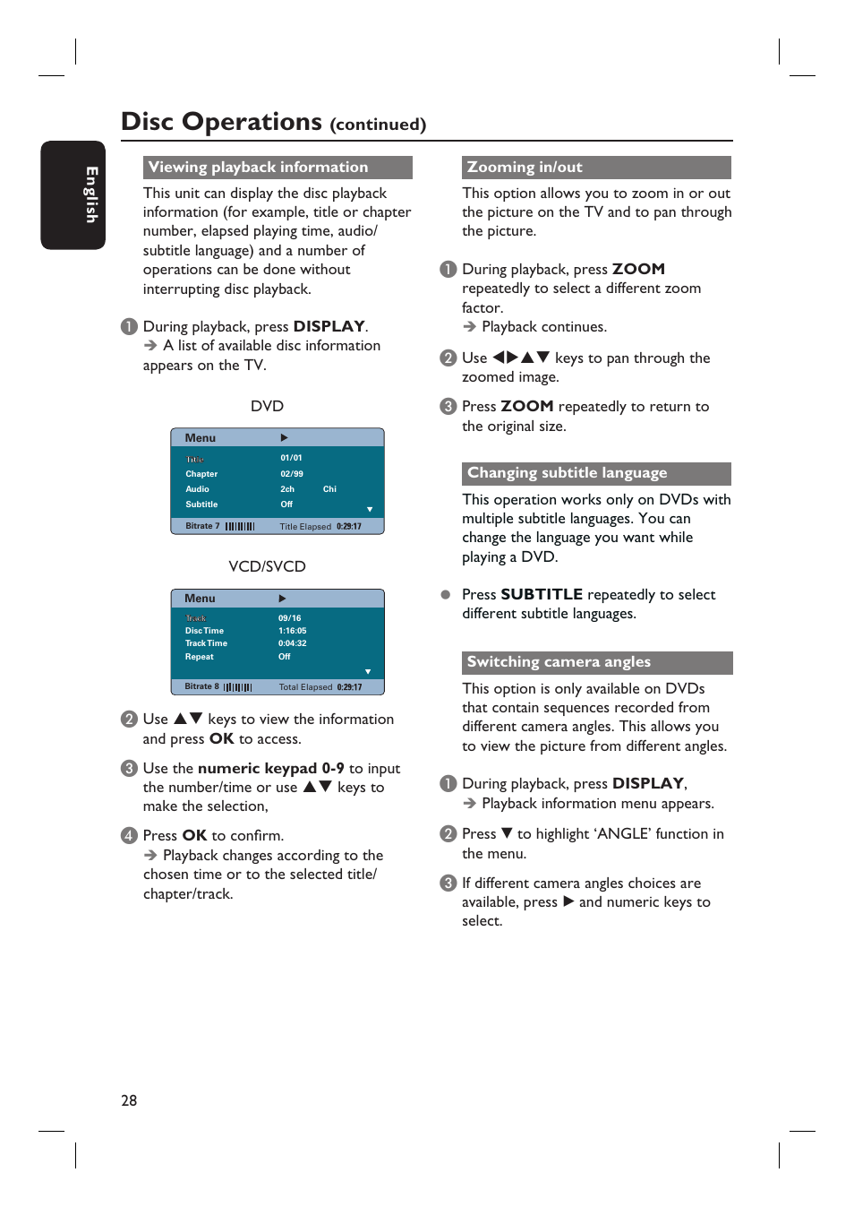 Disc operations, Continued) | Philips HTS3555 User Manual | Page 28 / 57