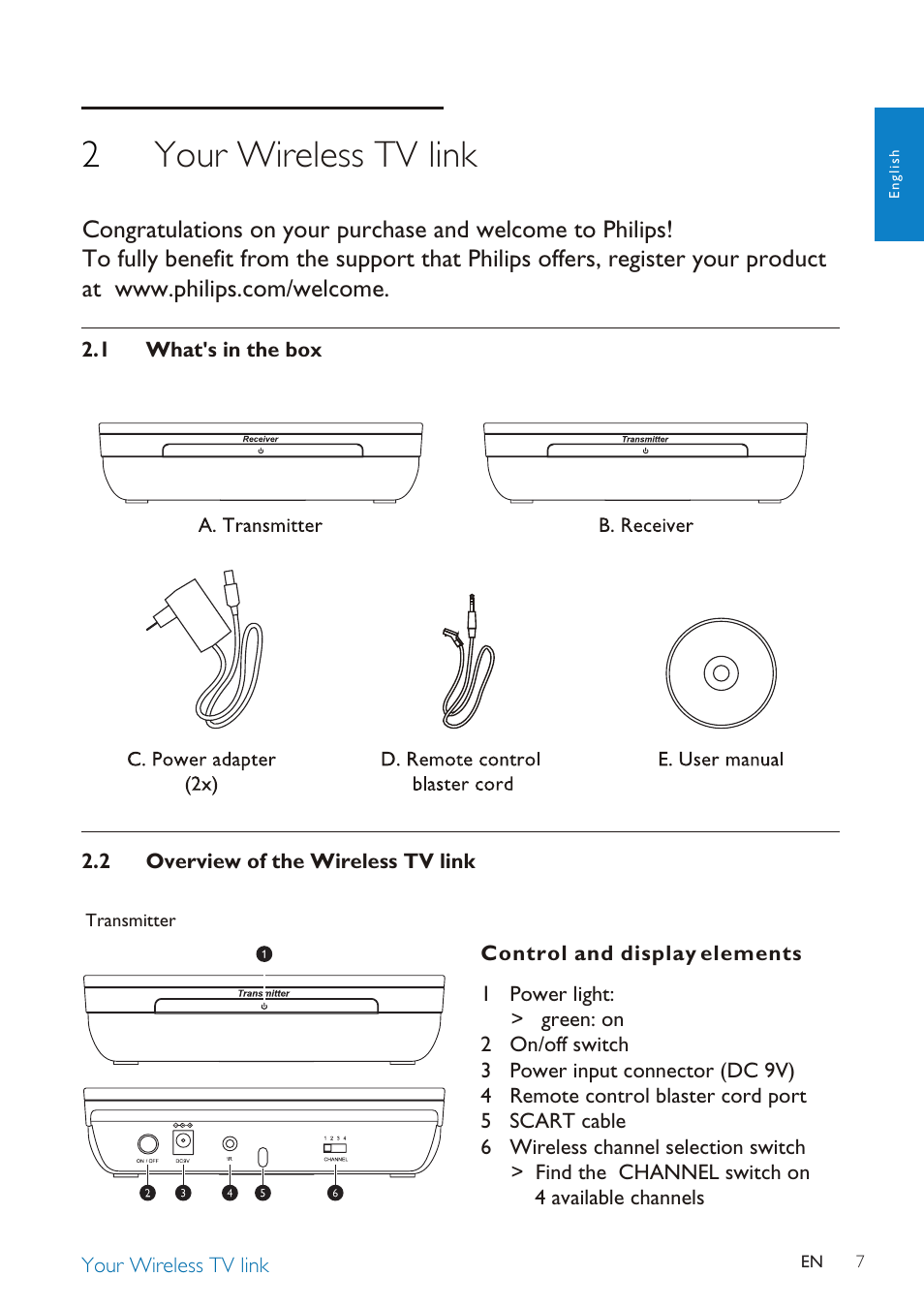 2your wireless tv link | Philips SLV3105 User Manual | Page 7 / 18