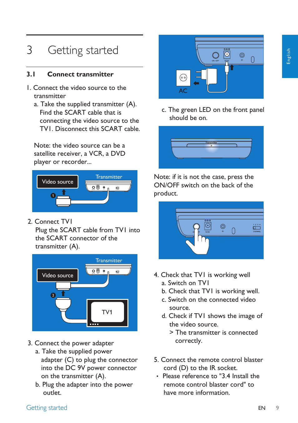 3getting started | Philips SLV3105 User Manual | Page 9 / 18