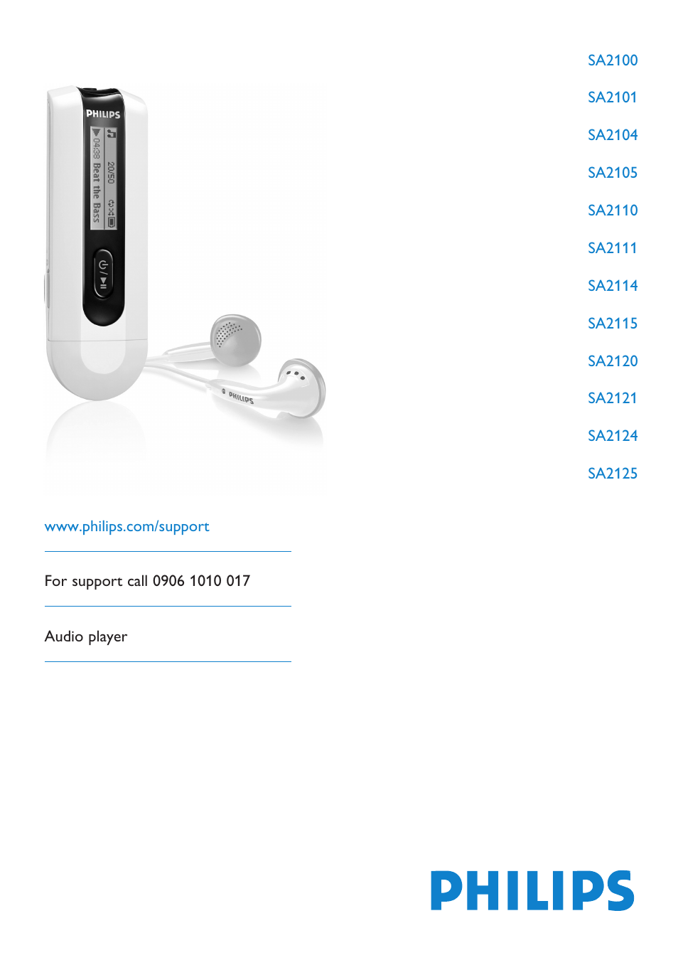 Philips Audio Player SA2101 User Manual | 22 pages