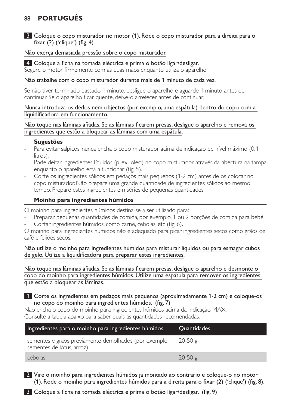 Sugestões, Moinho para ingredientes húmidos | Philips AVENT SCF860/20 User Manual | Page 88 / 108
