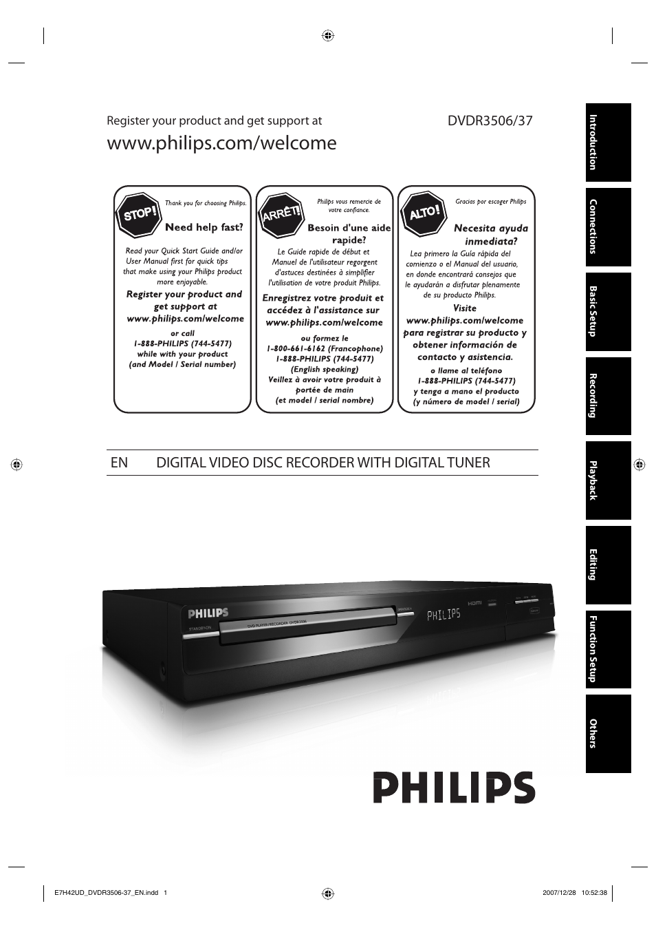 Philips DVDR3537 User Manual | 108 pages