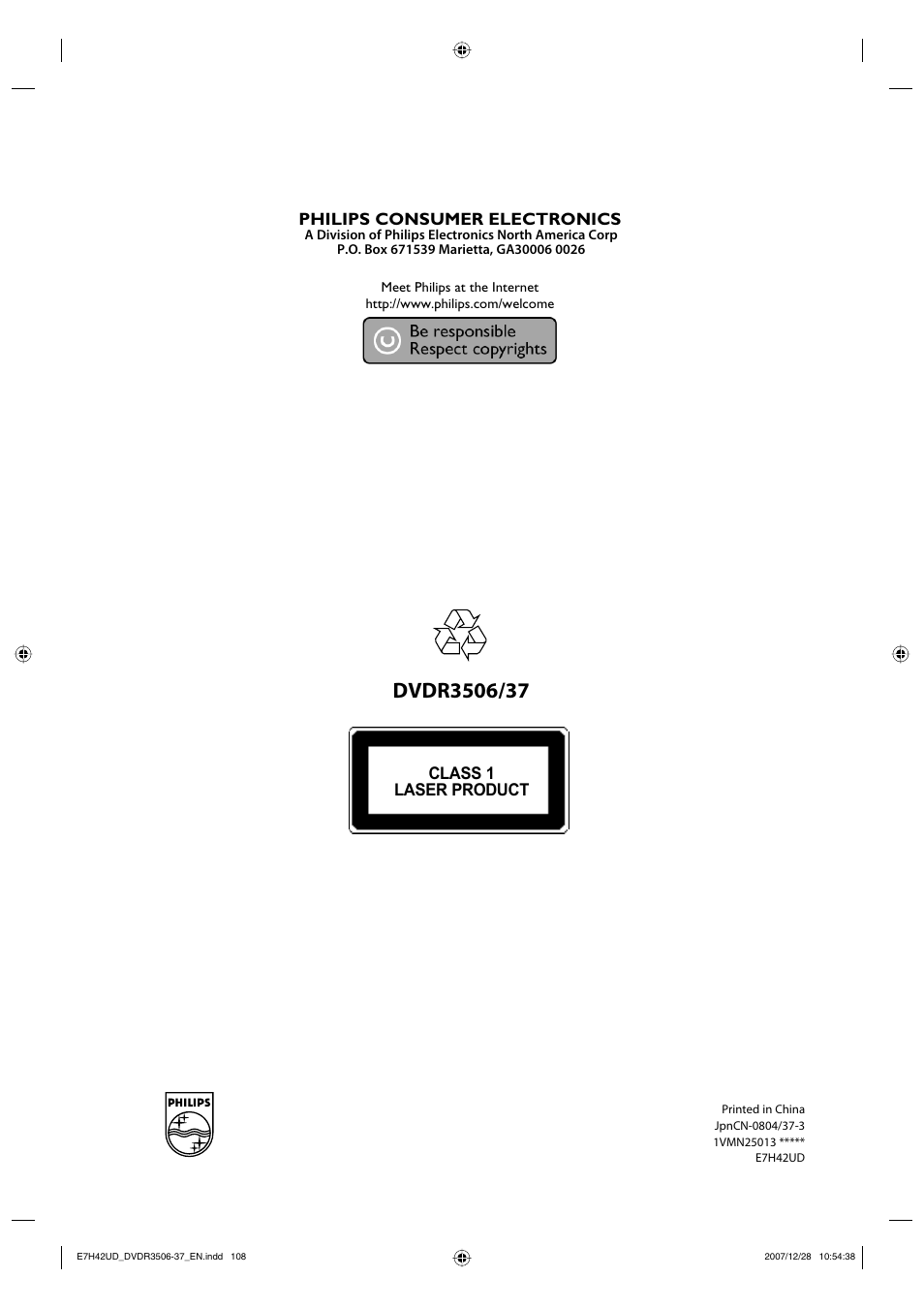 Hts6600 | Philips DVDR3537 User Manual | Page 108 / 108