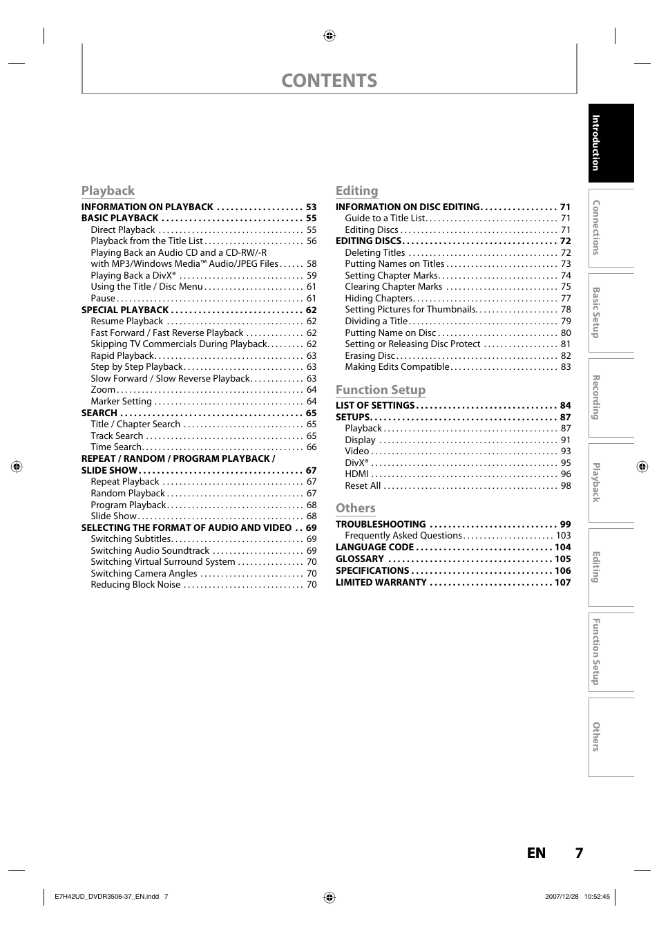 Philips DVDR3537 User Manual | Page 7 / 108