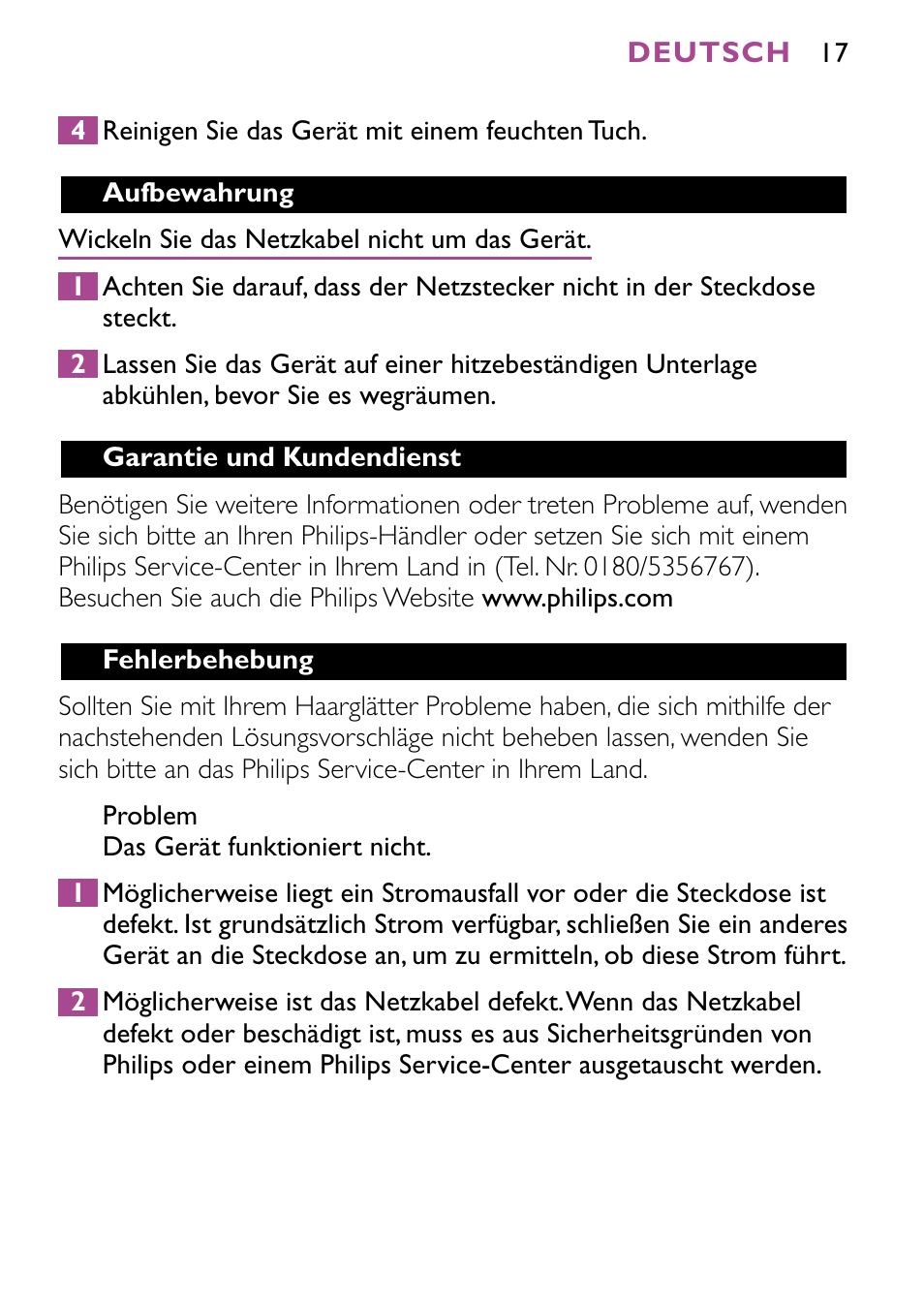 Philips HP4647 User Manual | Page 17 / 86