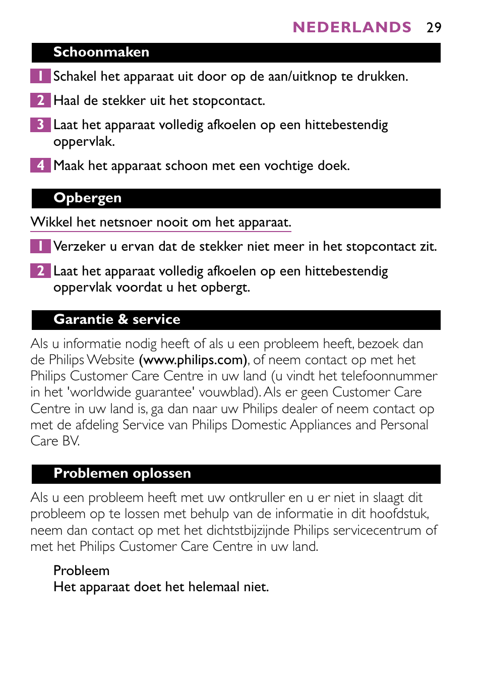 Philips HP4647 User Manual | Page 29 / 86