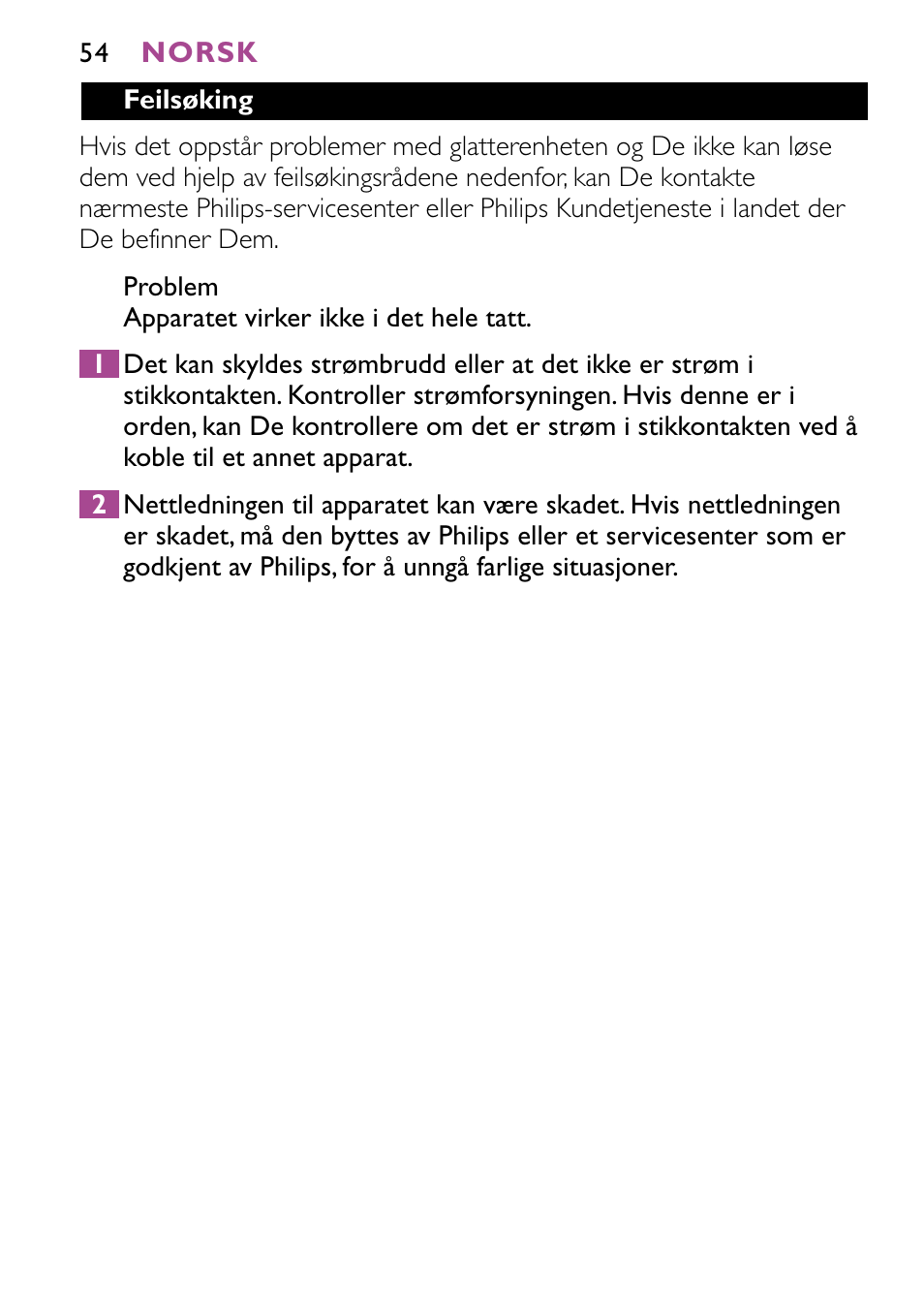 Philips HP4647 User Manual | Page 54 / 86