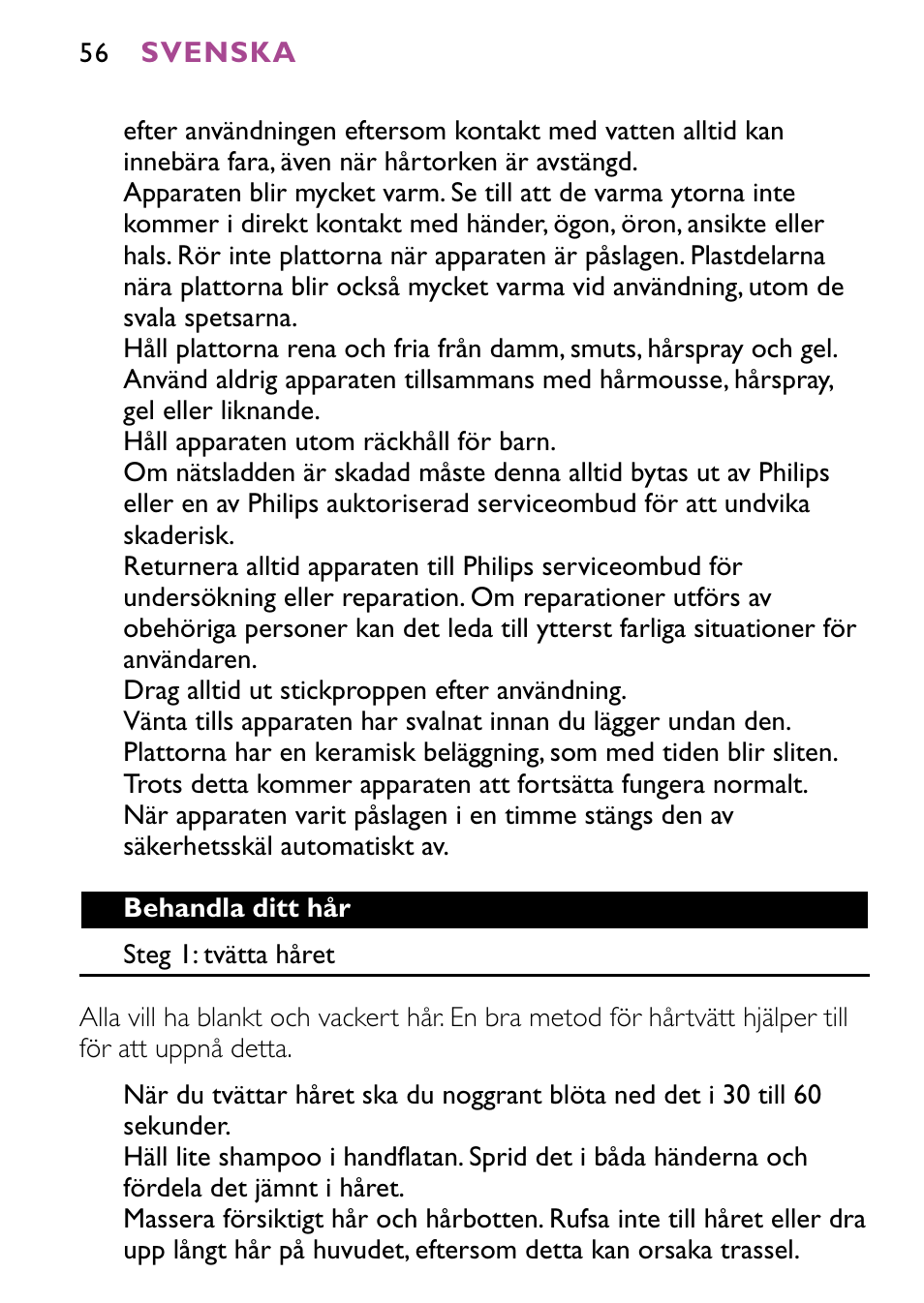 Philips HP4647 User Manual | Page 56 / 86