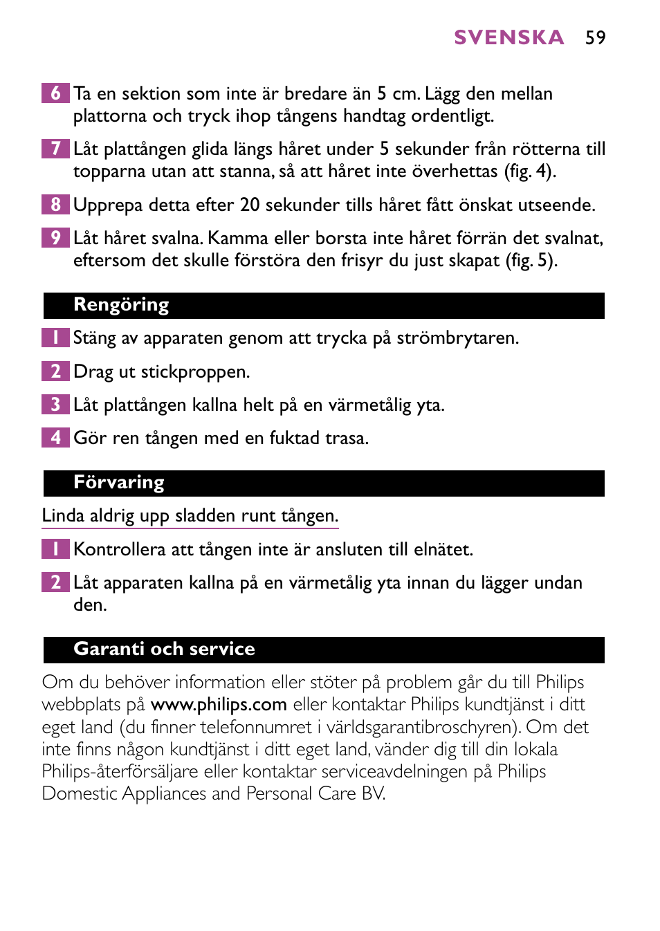 Philips HP4647 User Manual | Page 59 / 86