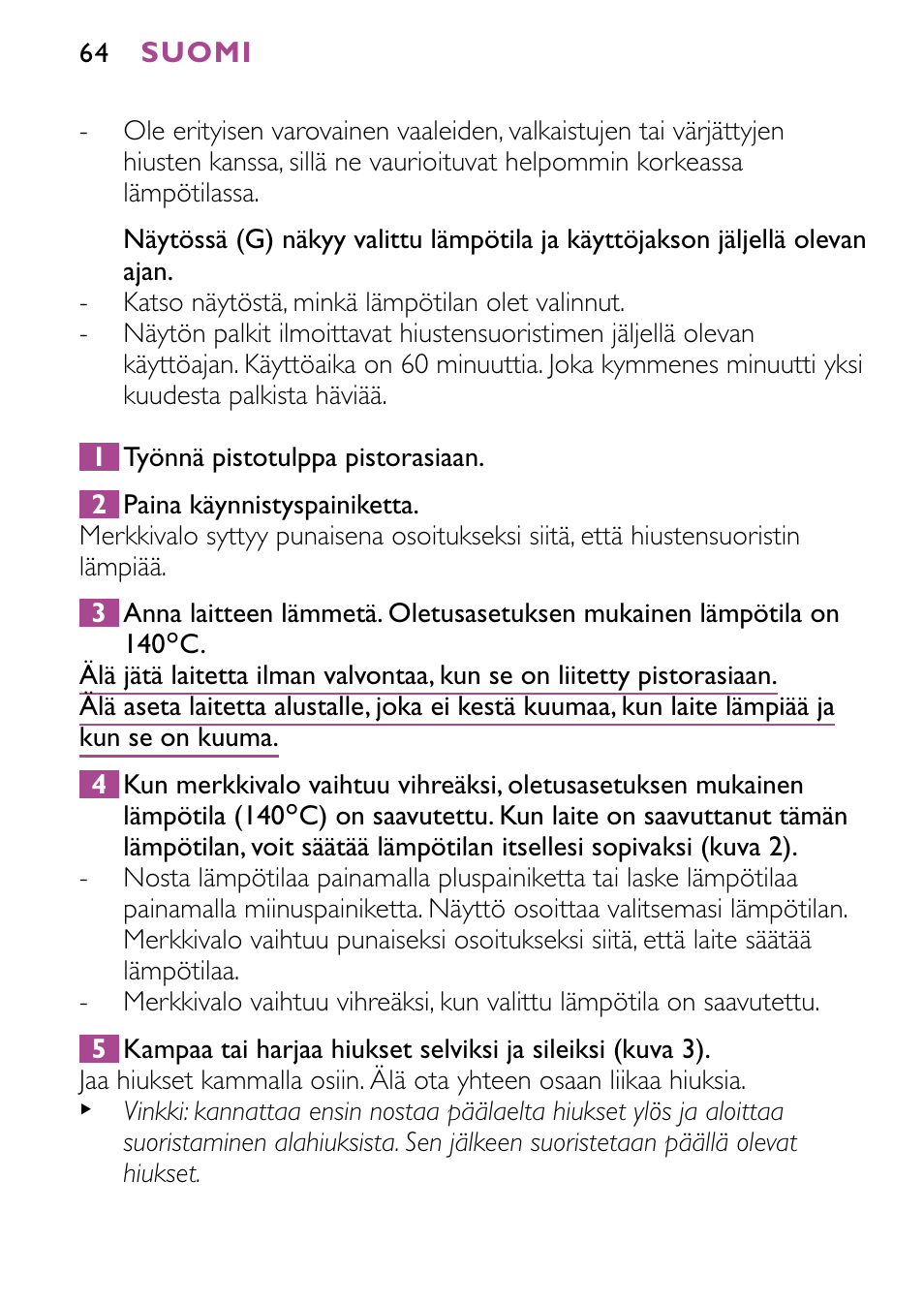 Philips HP4647 User Manual | Page 64 / 86