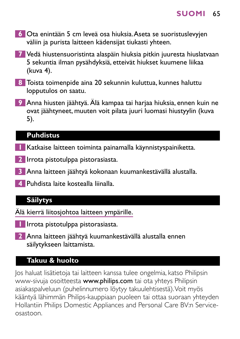 Philips HP4647 User Manual | Page 65 / 86